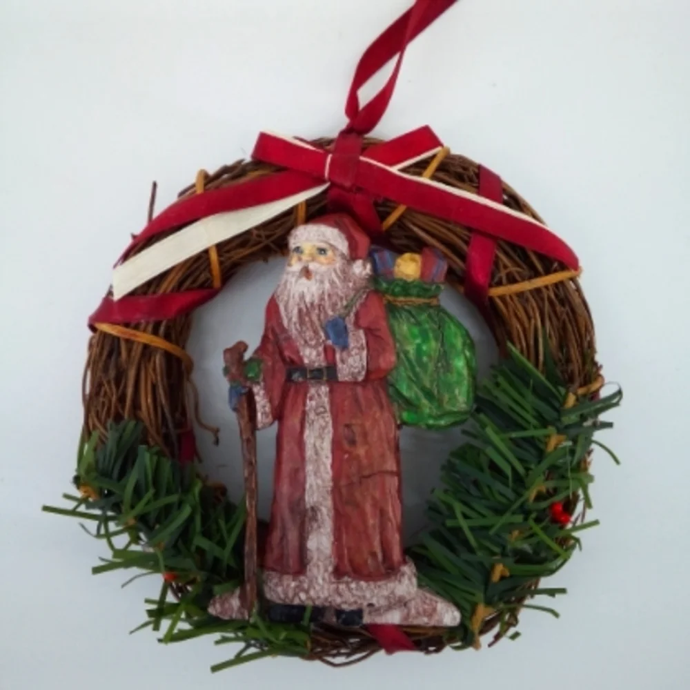 Vintage Russ Santa Claus Wreath Ornament